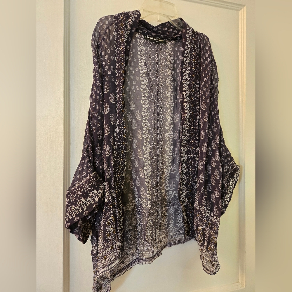 Anthropologie Gypsy Sand Beach Caftan/ Wrap, OS, NWOT. Gold embellishment